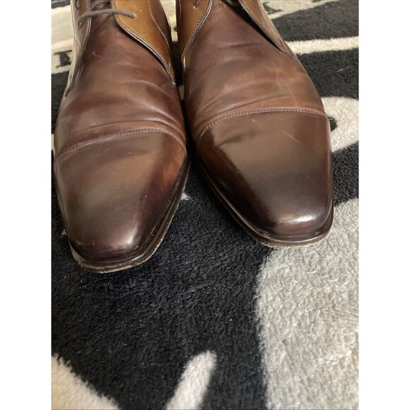 MAGNANNI ‘HARLAN’ MENS BRITISH TOBACCO BURNISHED CAP-TOE OXFORD SIZE 11.5 $425